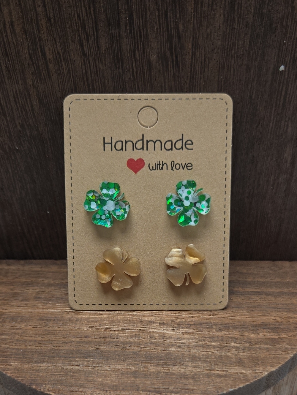 NWT Lot of 2 Shamrock Earrings Pierced St Patrick's Day Stud Handmade Fashion